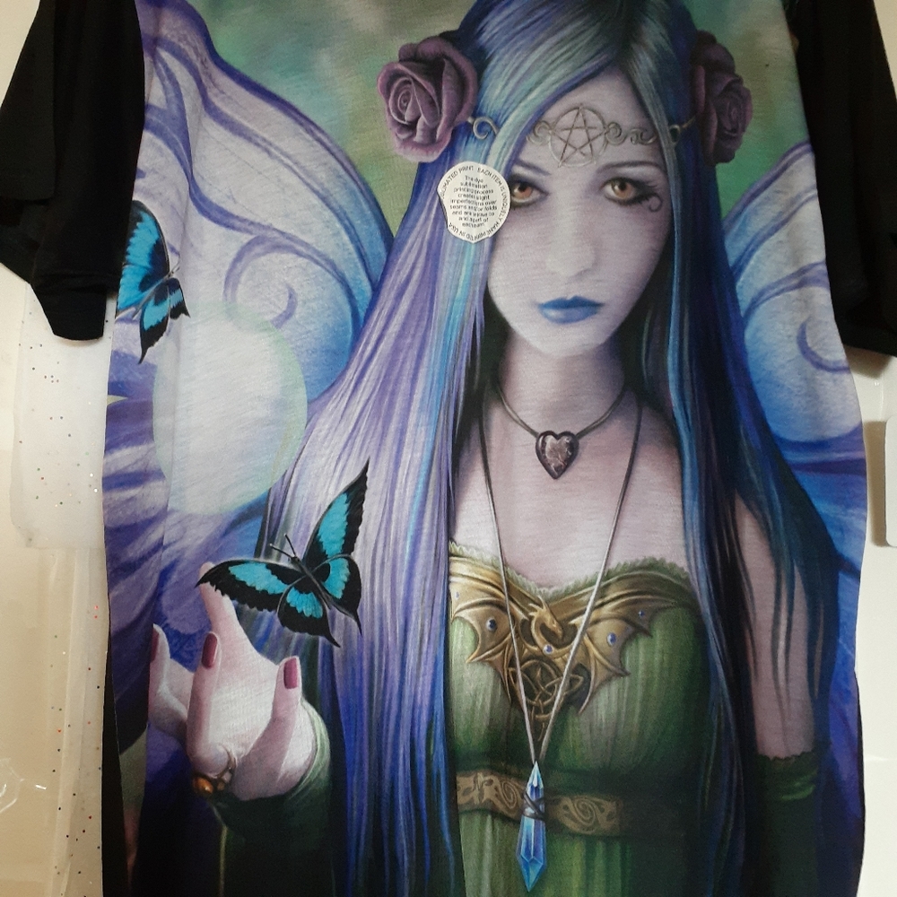 MYSTIC Woman Graphic TShirt Hand Printed Celtic - Picture 1 of 8